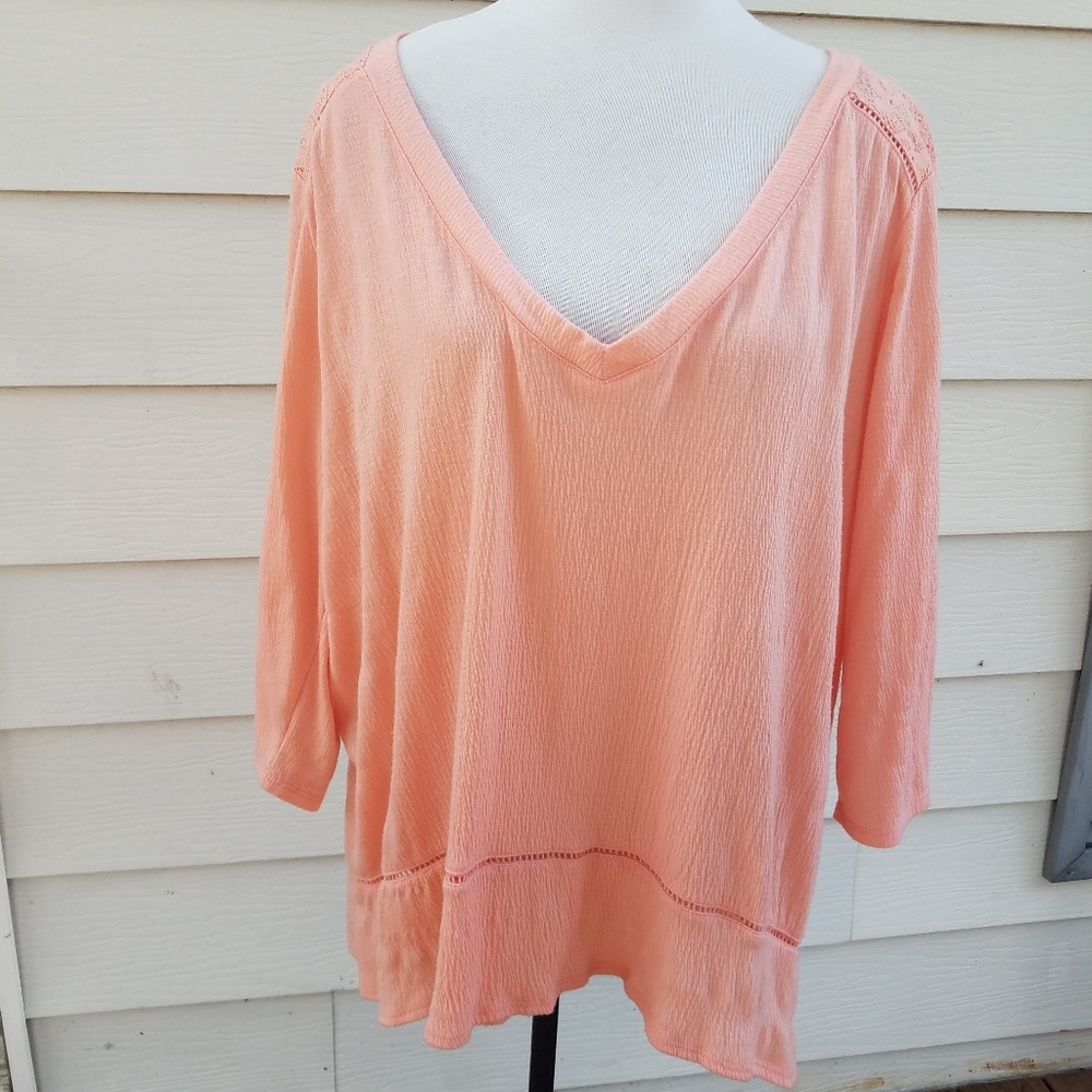 Soft peach boho guaze top 2X